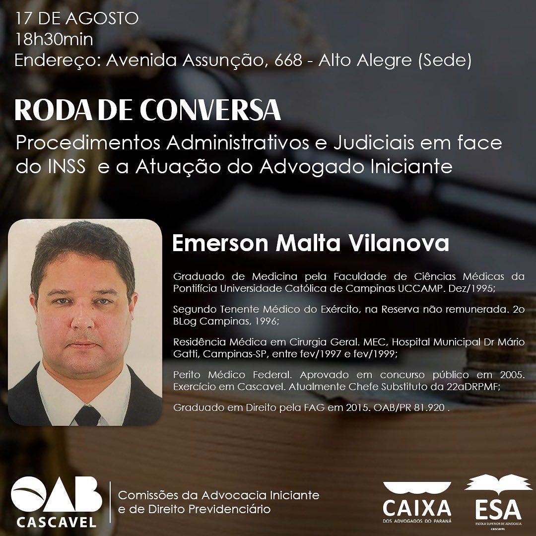 Roda de conversa: Procedimentos Administrativos e Judiciais em face do INSS